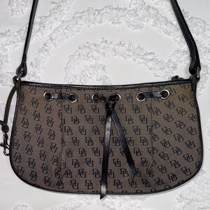 Dooney & Bourke Black and Brown Monogram Shoulder Bag